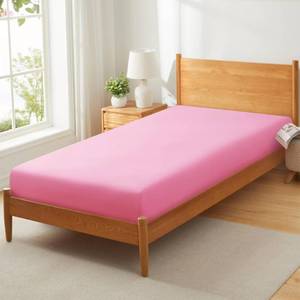 lot 596 image: Vonty Pink Cot Fitted Sheet, 31x75, 1800 Thread Count Microfiber - Retail $11