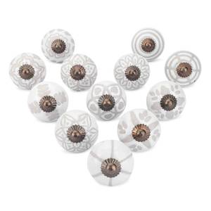 lot 601 image: Ajuny 10 White Ceramic Cabinet Knobs Handmade Drawer Pull Handles Set - Retail $17