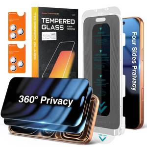 lot 608 image: Elecshion 4 Way 360° Anti Spy for iPhone 17 Pro Max Privacy Screen Protector  Camera Lens Protector (22), Auto-Align Kit, 10X Military Shatterproof Anti Peep Tempered Glass Film for 17 Pro Max - Retail $26