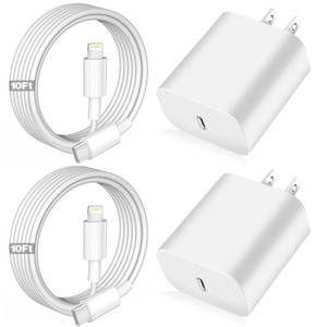 lot 621 image: iPhone Fast Charger,Apple Charger Super Quick iPhone Charger Fast Charging,2Pack 10FT Long Type-C to Lightning Cable Cord USB C Wall Charger Block Adapter for iPhone 14 13 12 1113Pro Max12MiniXSXR - Retail $22