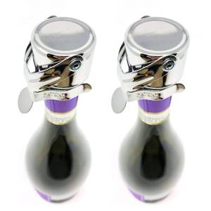 lot 625 image: KLOVEO Champagne Stoppers - WAF Patented Seal - Made in Italy - Chrome, 2PK - Retail $40