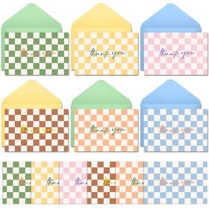 lot 628 image: Eaasty 36 Pcs Summer Thank You Cards with Envelopes,Checkerboard - Retail $12