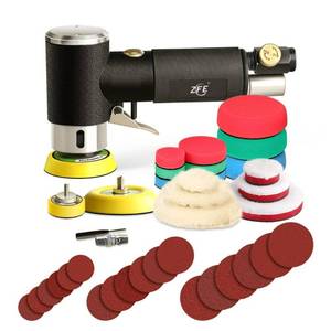 ZFE 1/2/3 Inch Random Orbital Air Sander, Mini Pneumatic Sander for Auto Body Work, High Speed Air Powered Polisher with 15 Polishing Buffing Pads,18 Sandpapers - Retail: $40