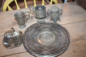 lot 4045 image: Vintage Silver Serving Dish and More