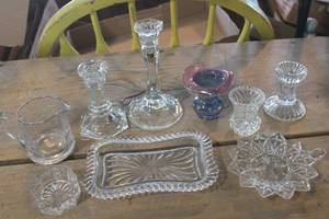 lot 4054 image: Glass Candle Stick Holders & More