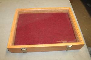 lot 4193 image: Wood and Glass Display Case 13.5 x17.5