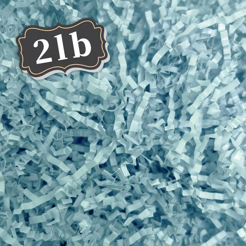 lot 29053 image: 2 LB Light Blue Crinkle Cut Paper Shred Filler Great for Gift Wrapping, Basket Filling, Birthday, Wedding, Halloween, Thanksgiving, Christmas Day, New Year Party Decorations Filling Supplies - Retail $23