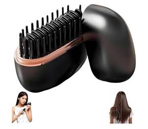 lot 64334 image: Mini Hair Straightener Brush, Wireless Rechargeable, Portable for Home and Travel - Retail $20