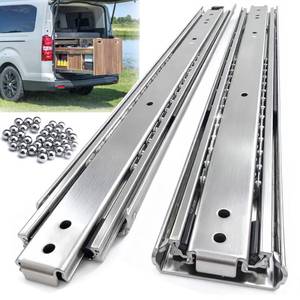 lot 64345 image: Thickened 200Lbs Heavy Duty Drawer Slides 1 Pair 10 14 16 18 20 22 24 32 Inch Full Extension Ball Bearing Rails, Side Mount Cabinet Shelf Runners Kitchen Tool Box Tracks Glide - Retail $20