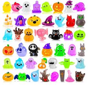 lot 64359 image: Halloween Mini Resin Figures Tiny Little Pumpkin Ghost Skull Miniature Figurines Bulk for Halloween Party Micro Landscape Fairy Garden Decor - Retail $7