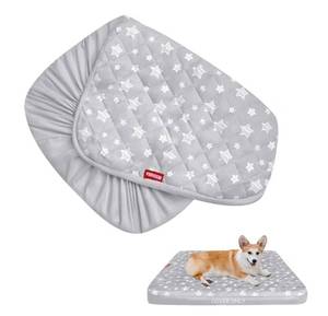 lot 64374 image: Waterproof Dog Bed Covers Replacement Lovely Grey Star Print, 30x20 Inches - Retail $14