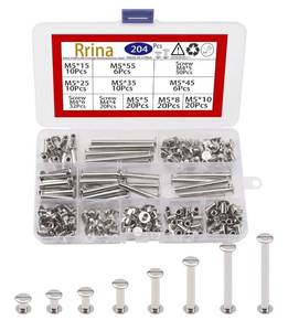 lot 64378 image: 204Pcs M5 Chicago Binding Screws Stud Posts Rivet Button Assortment Kit for DIY Scrapbook Photo Albums Binding Leather Decoration Bookbinding, COUNT UNKNOWN. - Retail $13