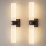 Keep Shinning Black Wall Sconces Set of Two, Modern Bathroom Sconce with Frosted Glass, Hardwired Wall Light Fixtures for Bathroom Living Room Bedroom Hallway (Bulbs Not Included) - Retail: $70