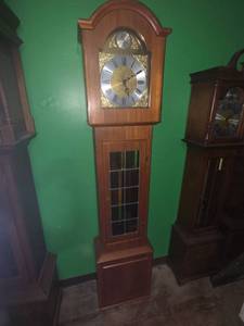 lot 26 image: Floor Standing Grandfather Clock with Pendulum and Chimes