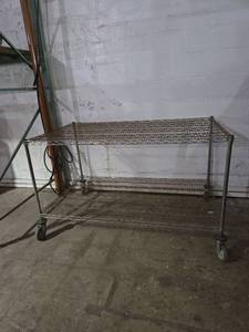 lot 202 image: 2-Tier Wire Shelving Unit with Casters