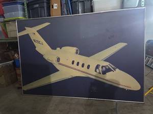 lot 250 image: MASSIVE 9 FOOT X 6 FOOT Cessna Jet Aircraft Wall Art Sign N5756J