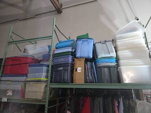 lot 251 image: MASSIVE Lot of Plastic Storage Bins Containers with Lids Multiple Colors Sizes