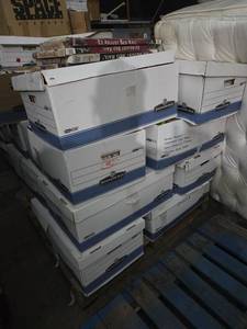 lot 256 image: Lot of Bankers Box Storage Boxes with Medical Support Braces and Bed Rails First Aids Supplies