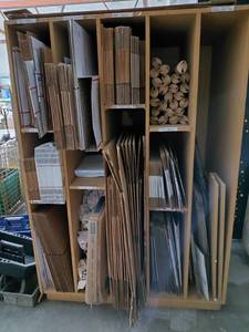 lot 77 image: Wooden organizer with packing boxes