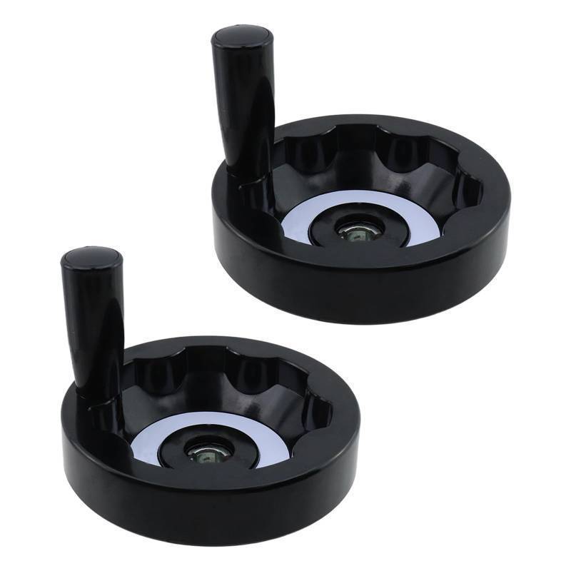 lot 28681 image: 2 Pcs 4.92 125mm Inner Foldable Corrugated Handwheel and 1 L-shaped Wrench, Bakelite Hand Wheel For Industrial Machinery Equipment, Lathe Milling Machine, 0.47 12mm Hole Diameter, Black - Retail $20