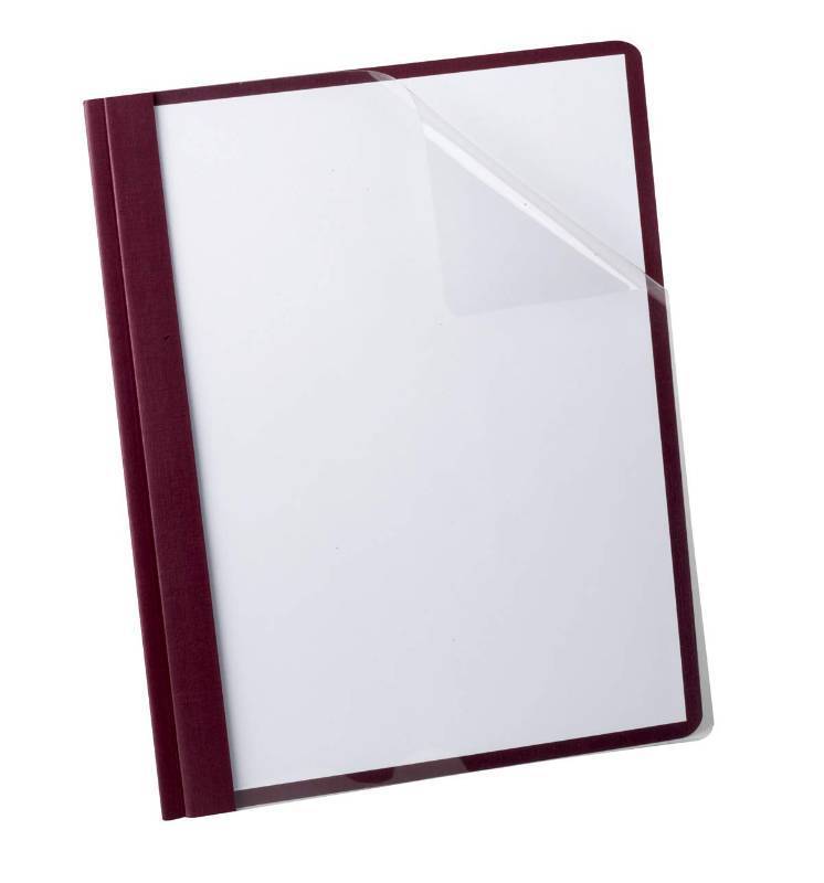 lot 38934 image: Oxford Clear Front Report Cover, 3 Prong, 12 inch Capacity, Burgundy, Letter Size, 25 per Box, (53341) - Retail $33
