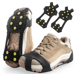 lot 73737 image: Ice Cleats Snow Traction Cleats Crampons for Shoe and Boots Non-Slip Overshoe for Walking on Snow and Ice Rubber Walking Cleats Anti Slip Crampons - Retail $12