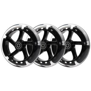 lot 73738 image: Wiggle Scooter 145mm White Light-Up Replacement Wheels FrontRear for Y Fliker 3-Wheeled Swing Scooter (2) - Retail $23
