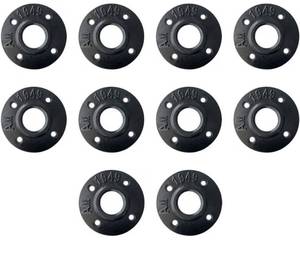 lot 73739 image: Floor Flange, Malleable Iron Pipe Fittings - Vintage DIY Industrial Shelving, Industrial Decor, Furniture DIY (1.25, Black) - Retail $24