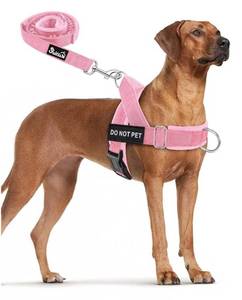 lot 73756 image: No Pull Dog Harness and Leash Set - Heavy Duty, Soft Padded, Neck & Chest Adjustable, Tactical Pet Vest with Front Clip for Large Medium Sized Dogs, for Easy Walk & Training, Pink Large. Needs to be Washed. - Retail $31