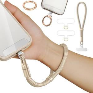 lot 73764 image: Phone Wrist Strap Lanyard Hand Universal Adjustable Phone Finger Grip Wristlet with 3 Patches Tether Anti Theft for iPhone 16 Pro Max 15 14 Charms for Keychain USB Flash Drive Wallet ID Name Tag Camel - Retail $13