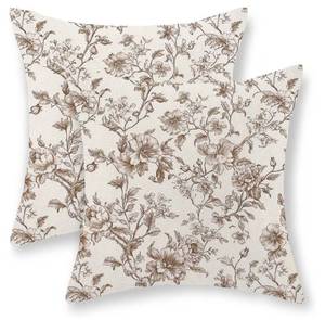 lot 73774 image: Brown Pillow Covers 16x16 Set of 2 Brown and Cream Floral Chinoiserie Throw Pillows Vintage Rustic Toile Flower Decorative Pillow Cases Outdoor Chinoiserie Decor Cushion Case for Couch Sofa - Retail $17