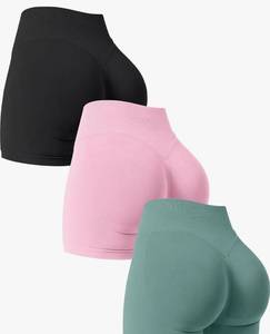 lot 73777 image: Gym Shorts Women Workout High Waisted Scrunch Butt Lifting Tummy Control Seamless Yoga Biker Spandex Booty Shorts 3 Pack, Large - Retail $15