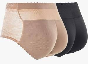 lot 73779 image: 2 Pack Hip Enhancer Butt Lifted Underwear Seamless Fake Padded Briefs Shapewear Pantie Body Shorts for Women Ladies, Medium - Retail $27