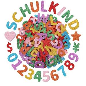 lot 73781 image: Foam Letters Stickers Alphabet DIY Crafts, Foam Alphabet Sticker, Colorful Glitter Numbers, Self-Adhesive, COUNT UNKNOWN. - Retail $10