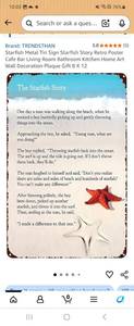 lot 73783 image: Starfish Metal Tin Sign Starfish Story Retro Poster Cafe Bar Living Room Bathroom Kitchen Home Art Wall Decoration Plaque Gift 8 X 12 - Retail $13