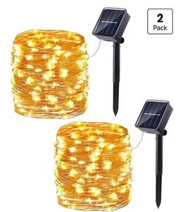 lot 73804 image: Solar Fairy Lights Outdoor, 2 Pack, Lights for Outdoor, Patio, Garden, Yard, Party, Wedding, Tree Decoration  - Retail $12