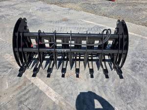 lot 5058 image: GIYI 72in 8-Tine Root  Brush Rake Grapple Bucket Attachment 45 inch Max Opening