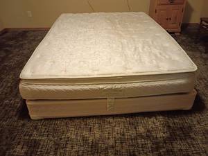 lot 923 image: Queen Sized Select Comfort Mattress with Box Springs.  Comes with remote.  Located in basement