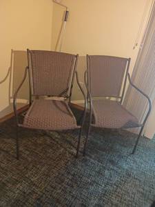lot 939 image: 2 Brown Wicker Outdoor Chairs