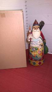 lot 1002 image: Jim Shore Heartwood Creek Santa with Church and Bundled Sticks 118433