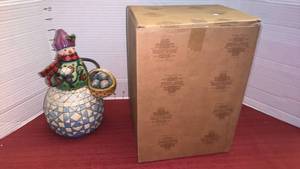 lot 1017 image: Jim Shore Heartwood Creek Snowman Figurine with Basket Ready To Roll