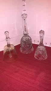 lot 1030 image: Decorative crystal Glass Bells Lot of 3