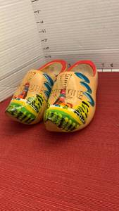 lot 1056 image: Dutch Clogs Pair 19cm 2930 Painted Windmill Red Made in Holland