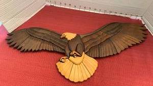 Hand-Carved Wooden Eagle Wall Art Sculpture with Spread Wings