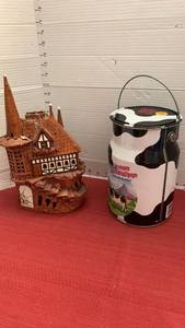 lot 1074 image: Ice cream castle figurine and Chupa Chups Ice Cream Flavored Lollipops Bucket Cooler with Handle