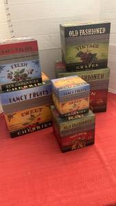 lot 1081 image: 6 Decorative Boxes Fancy Fruits Cherries Grapes Pears