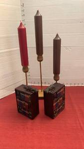 lot 1084 image: Candelabra Set 3-Candle with Library Bookcase Bookends