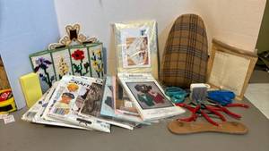 lot 1345 image: Craft Supply Lot Needlepoint, Embroidery, Patterns, Books, and Tools