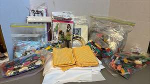 lot 1351 image: Simplicity Craft Apron Pattern with Embroidery Supplies and Floss Bundle