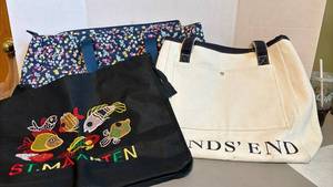 lot 1354 image: Lands End Canvas Tote, Large Bag with Floral Print and a St Martens bag